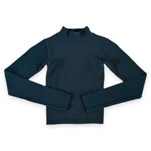 𝅺TEAL Zara Ribbed Mockneck Open Back Long-Sleeve Top